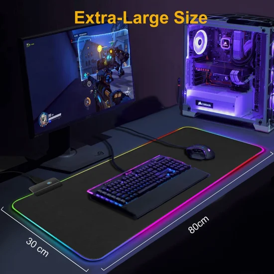 Grand tapis de souris étendu personnalisé RGB LED, tapis de clavier lumineux, cadeau de Promotion, tapis de bureau Gamer, tapis de souris de jeu en caoutchouc naturel, accessoires d'ordinateur de Gamer